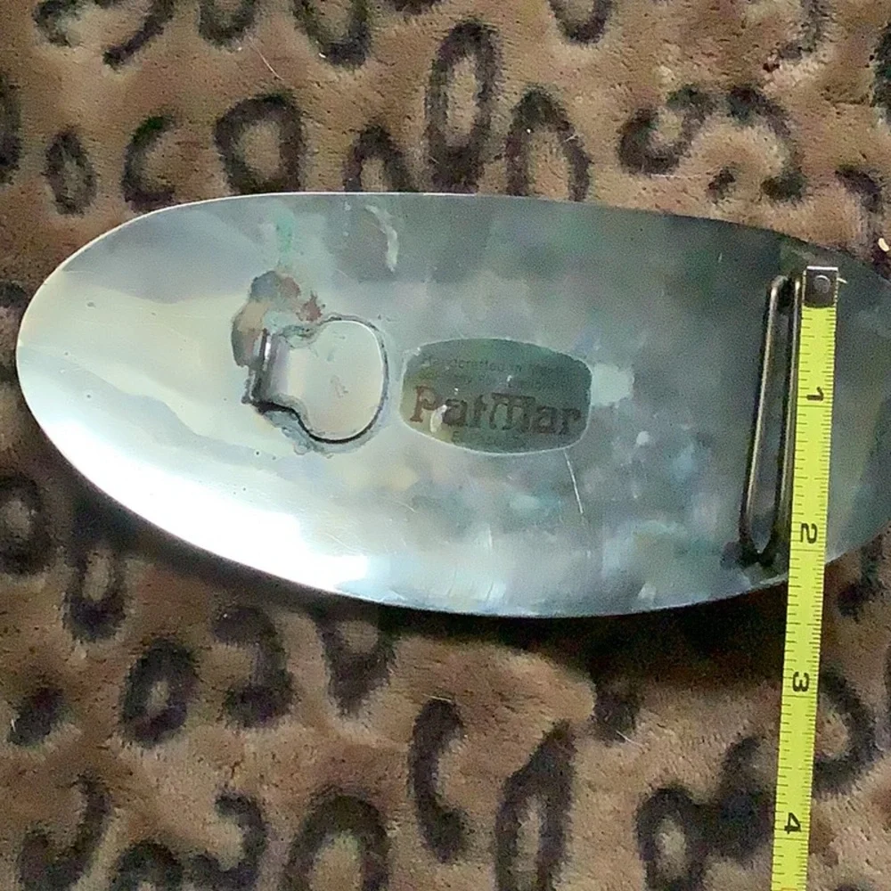 80s OOAK Glitzy Giant Rhinestone Belt Buckle with Snakeskin Strap M